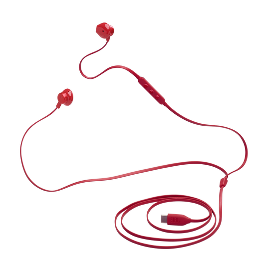 JBL Tune 305C USB - Red - Wired Hi-Res Earbud Headphones - Detailshot 3
